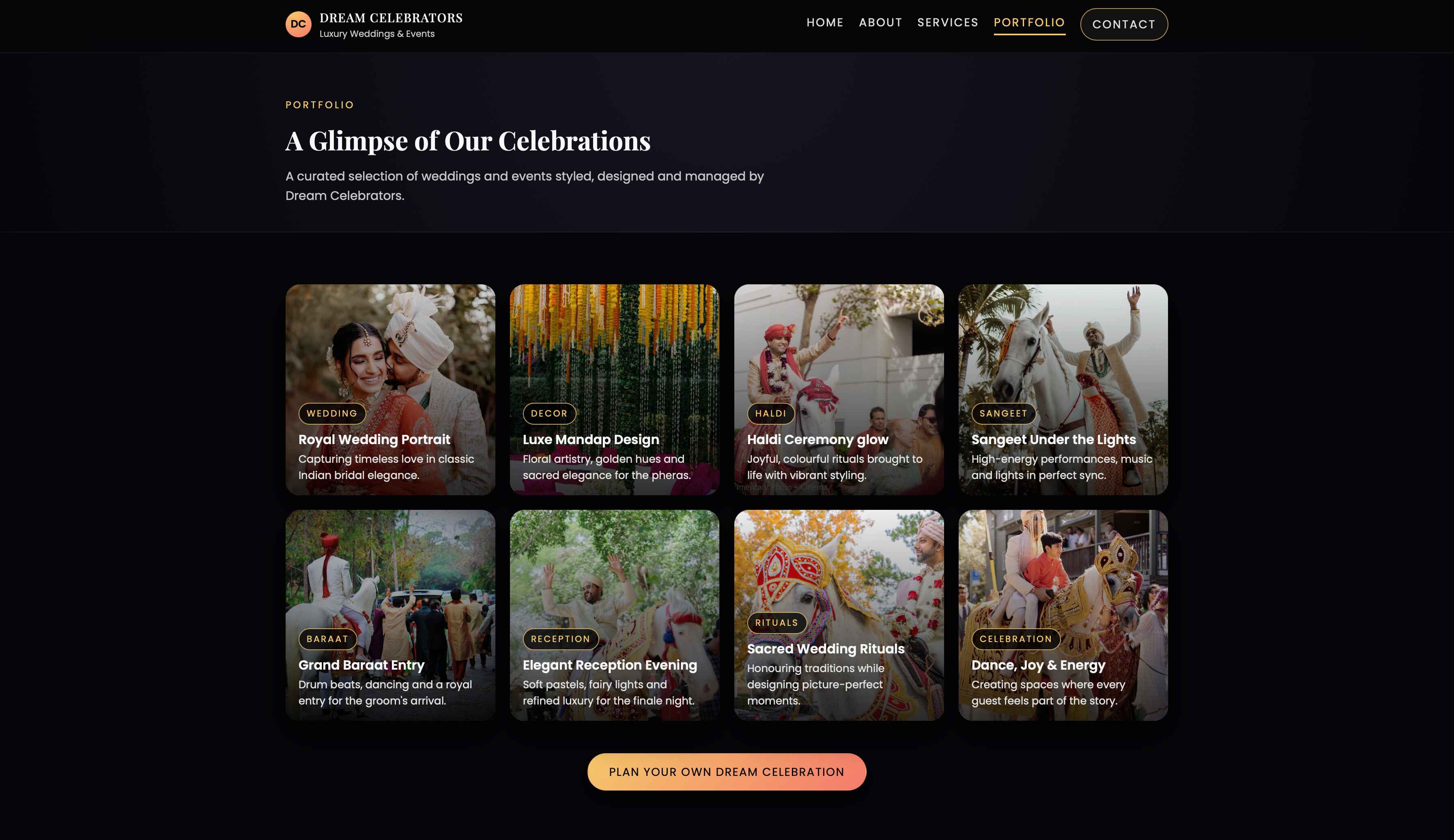 Dream Celebrators – Event Management Website